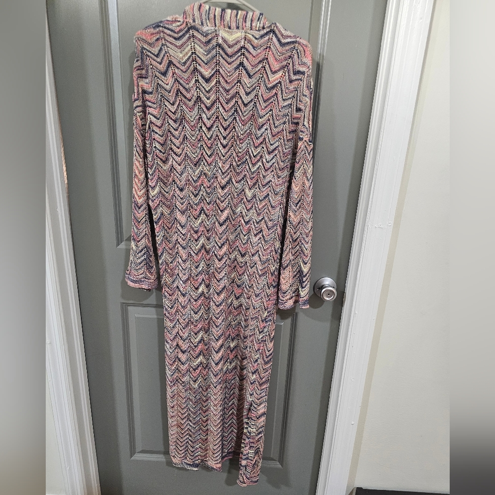 Multicolor Chevron Pattern Long Cardigan - Picture 4 of 4